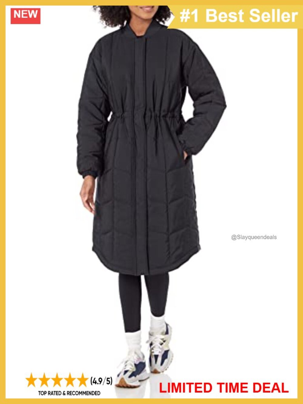 Oversized Quilted Coat Water-Resistant Polyester Taffeta 2-Way Zip